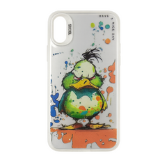 Double Layer Color Silver Series Animal Oil Painting Phone Case for iPhone iPhone X Cat eating food