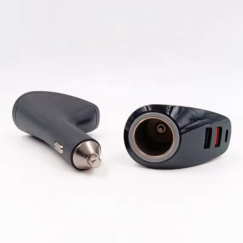 Fast Car Charger with Digital Display – 3 Output Ports