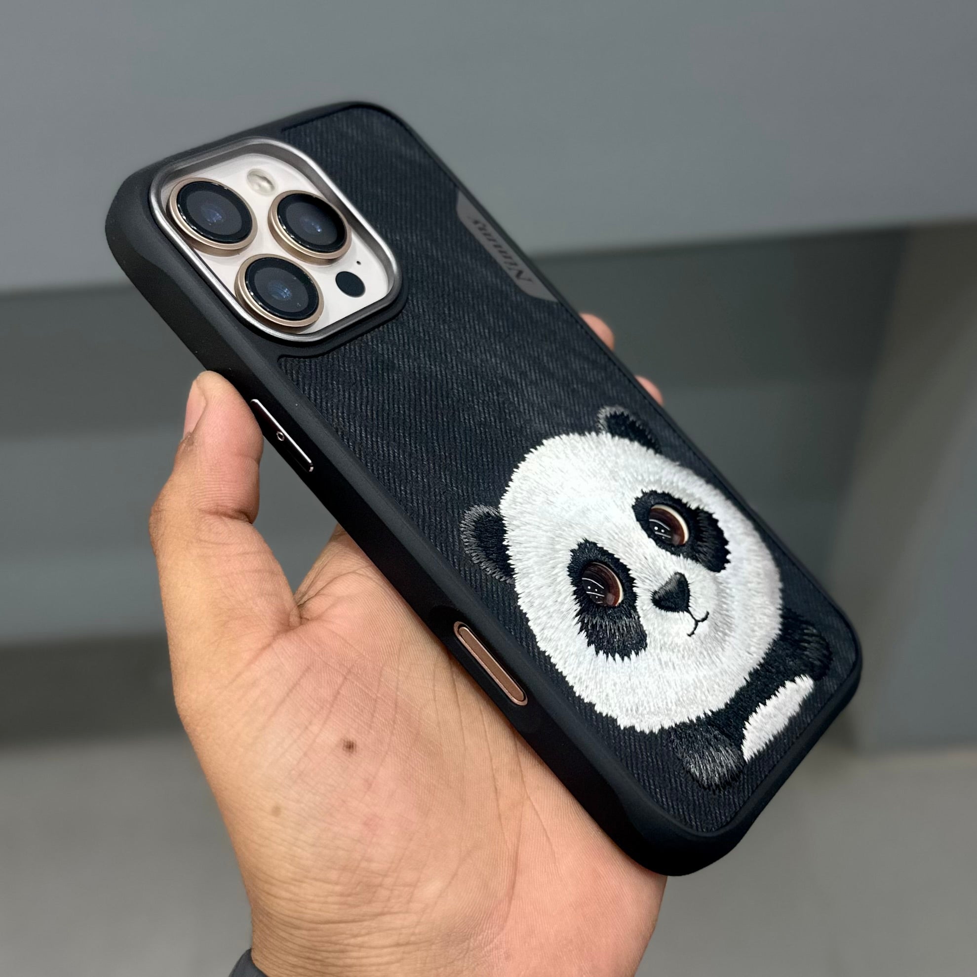 Nimmy Premium Embroidered Leather Case - NIMMY PANDA CASE - 16 SERIES - BLACK ( No. 3496 ) - Style 2