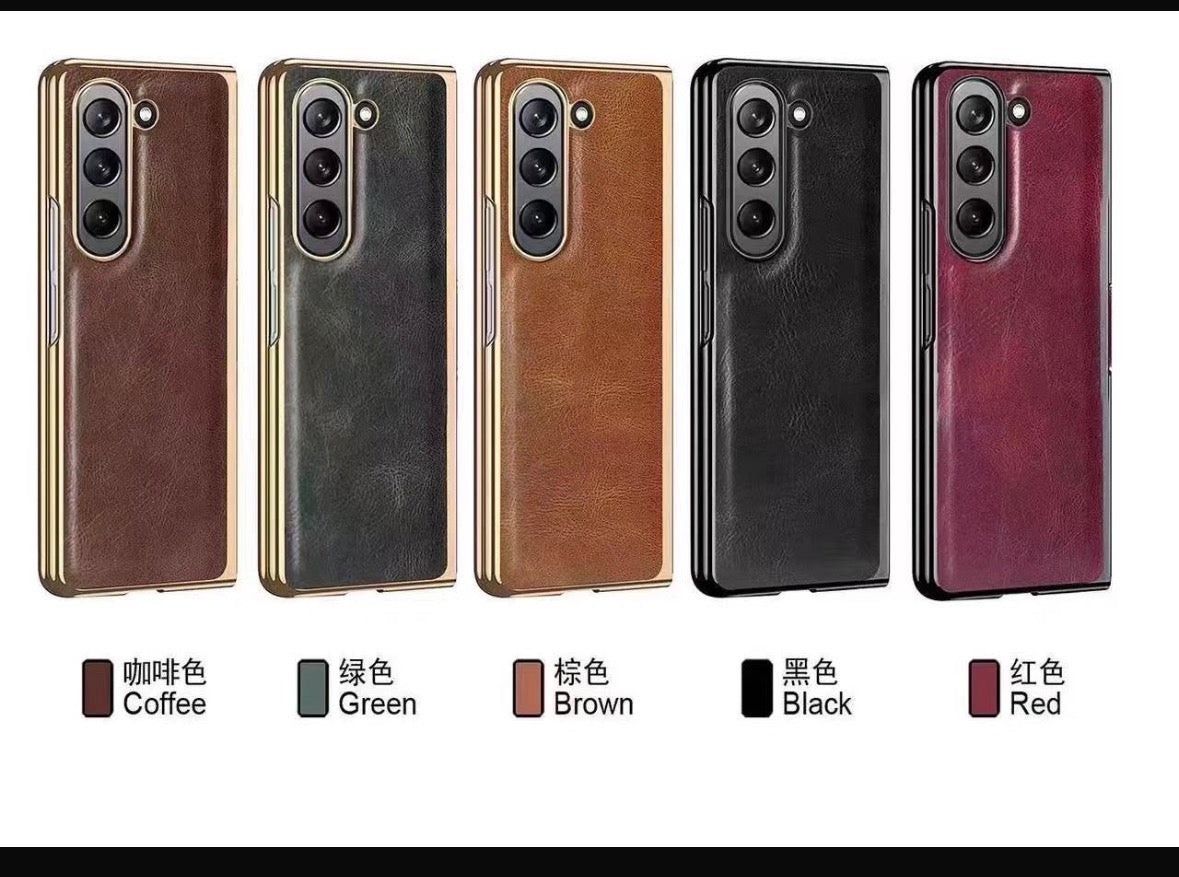 Samsung Galaxy Z Fold 8 Series Leather Case with front Glass