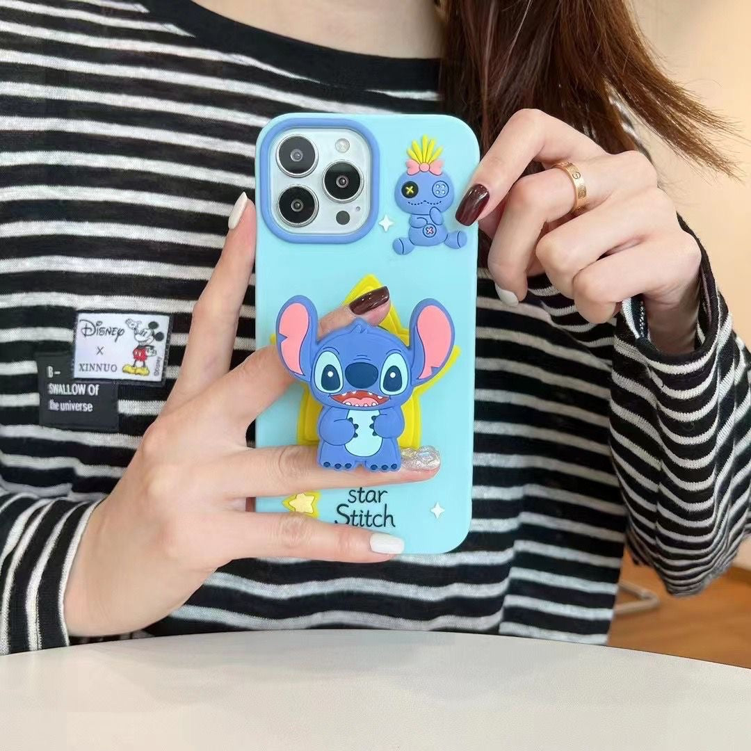 Star Stitch Pop Socket Stand Silicon Case for iPhone.