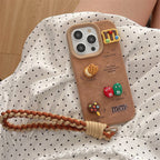 Protective Apple iPhone Back Cover - Luxury Leather 3D Cute Cartoon M&M Soft Phone Case for iPhone - Style 6