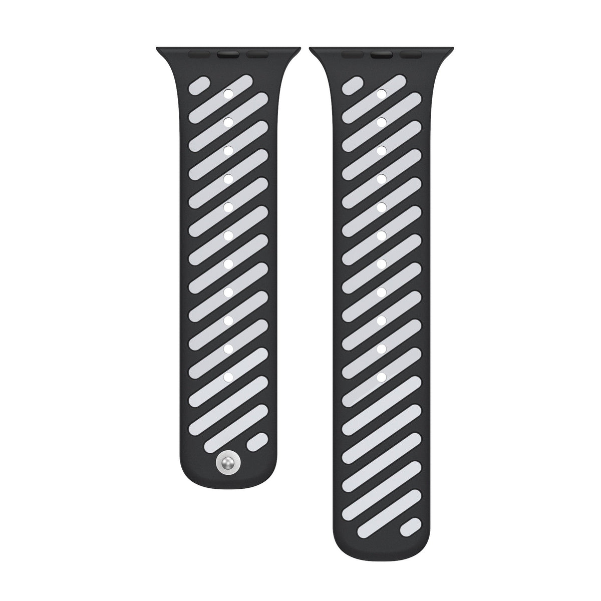 Double Colour Striped Magnetic Silicon Watch Band 44/45/46mm & 49mm (Grey/Black)