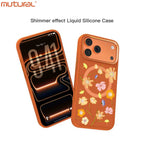 Silicon Protective Magsafe Floral Design Case for iPhone 17 Pro (Orange)