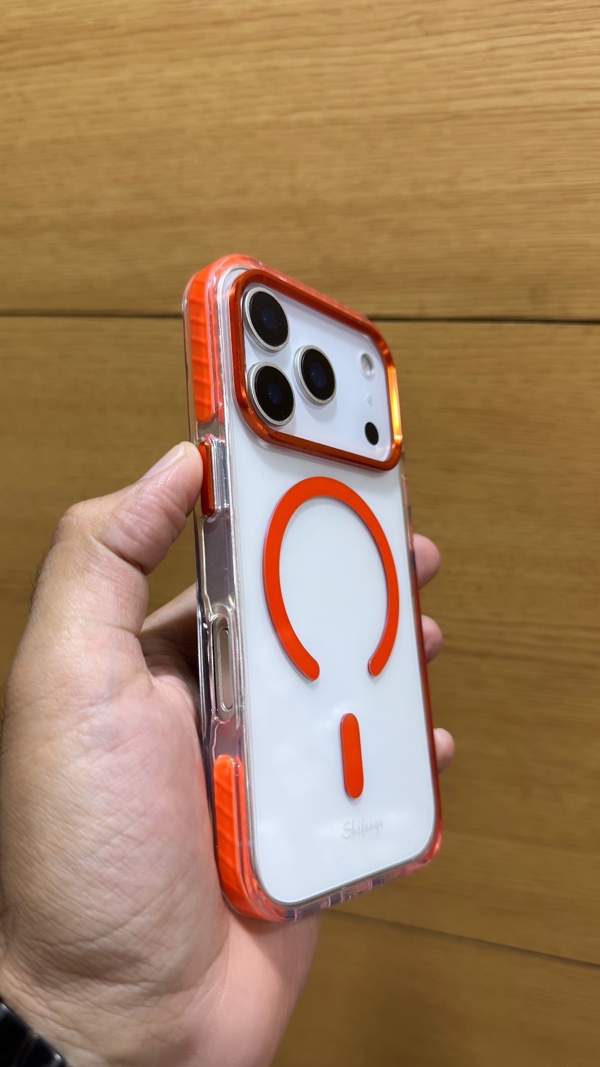 Premium Quality Tough Armour Drop Protection Transparent Case for iPhone 17 Pro Max (ORANGE)