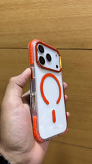 Premium Quality Tough Armour Drop Protection Transparent Case for iPhone 17 Pro Max (ORANGE)