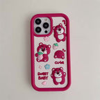 Protective Apple iPhone Back Cover - Cute Cartoon 3D Character Design Girly Cases for Girls Boys Women Teens Fun Cool Funny Silicone Soft Shockproof Cover for iPhone, Maroon - Style 6