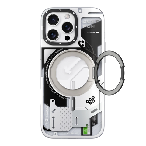 YOUNGKIT Cyberpunk 360° Rotation Ring Stand Case for iPhone 16