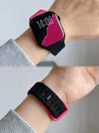 New Style Dual Colour Silicon Watch Band 38/40/41/42 mm (Black/Pink)