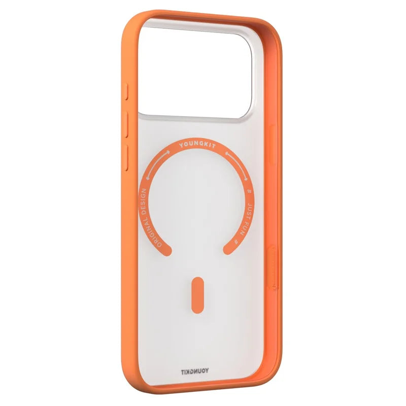 YOUNGKIT Clear Series Frosted Magsafe Shockproof TPU PC Phone Back Cover for iPhone 17 ProMax - Orange