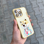 Nimmy Premium Embroidered Leather Case - Nimmy Cool Dog Case-Yellow ( No. 1324 ) - Style 2