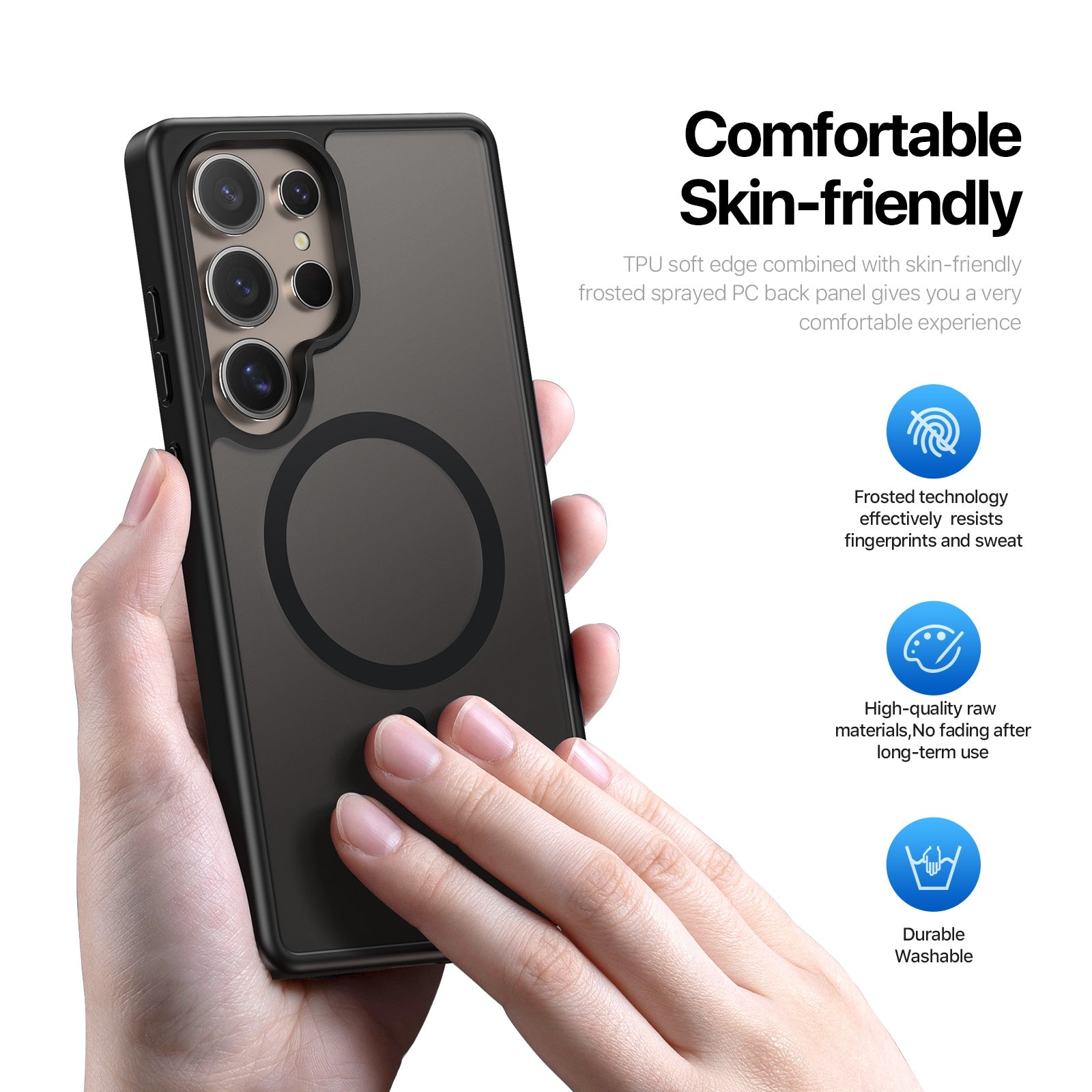 Samsung Galaxy S25 Ultra Matte Shockproof Magsafe Case - Black Mobile Case by CoverMeUp - Style 4