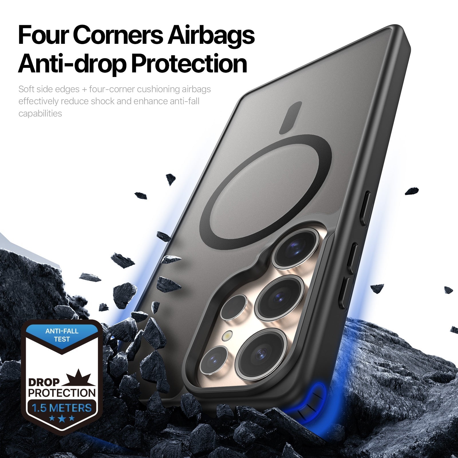 Samsung Galaxy S25 Ultra Matte Shockproof Magsafe Case - Black Mobile Case by CoverMeUp - Style 7