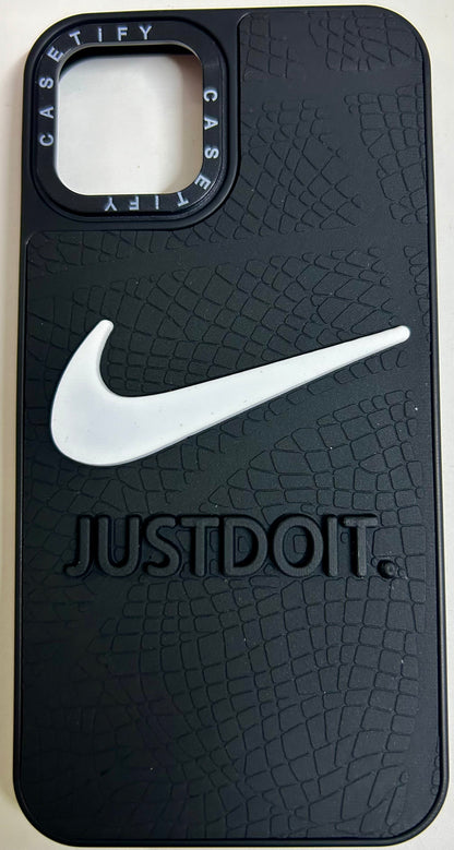 3D Silicon Embossed Branded Shoes Logo Design for iPhone series Black with white logo