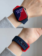 New Style Dual Colour Silicon Watch Band 44/45/46/49 mm (Navy Blue/Red)