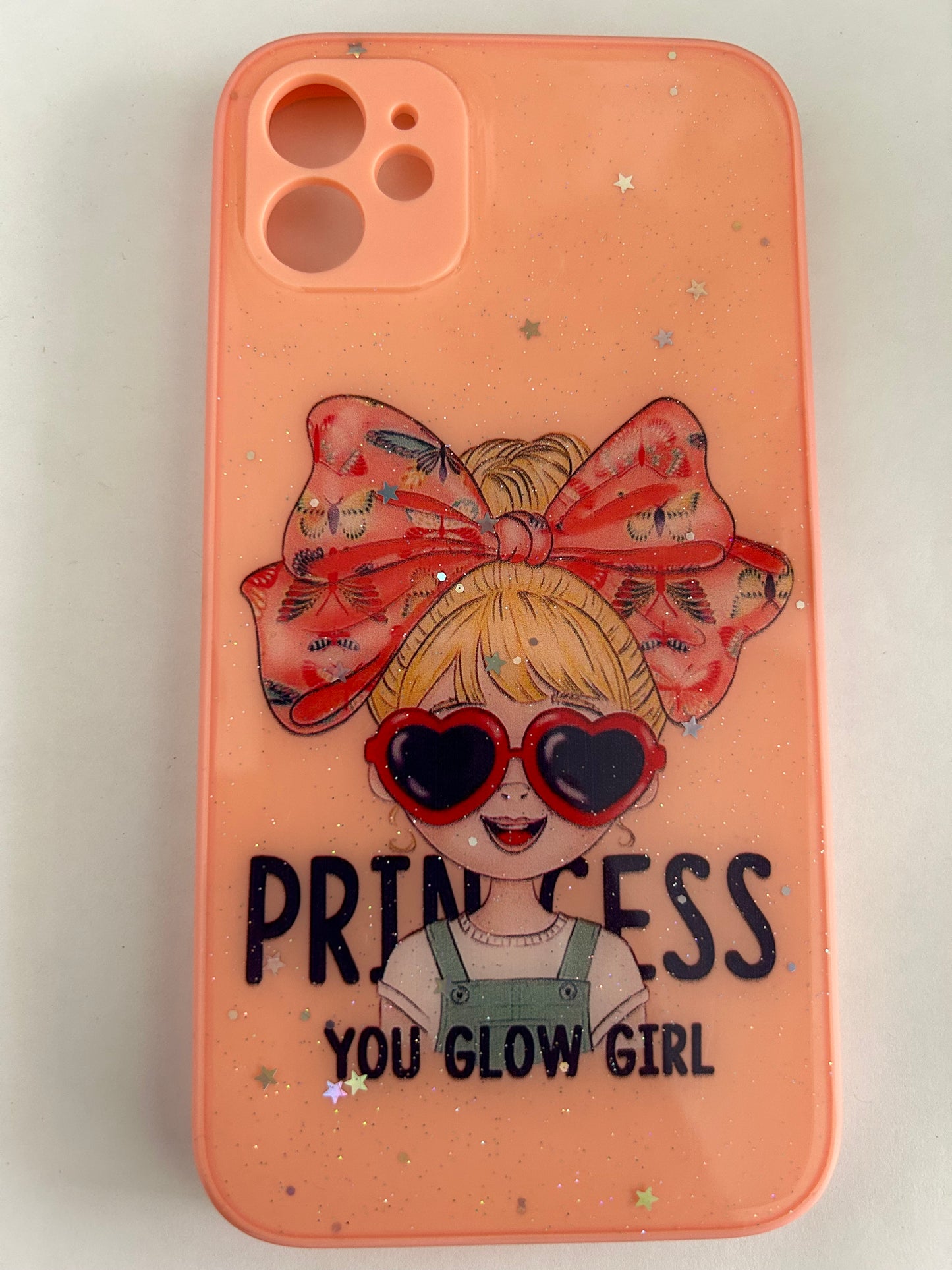 Pink Glitter Printed Silicon Hard Case for iPhone