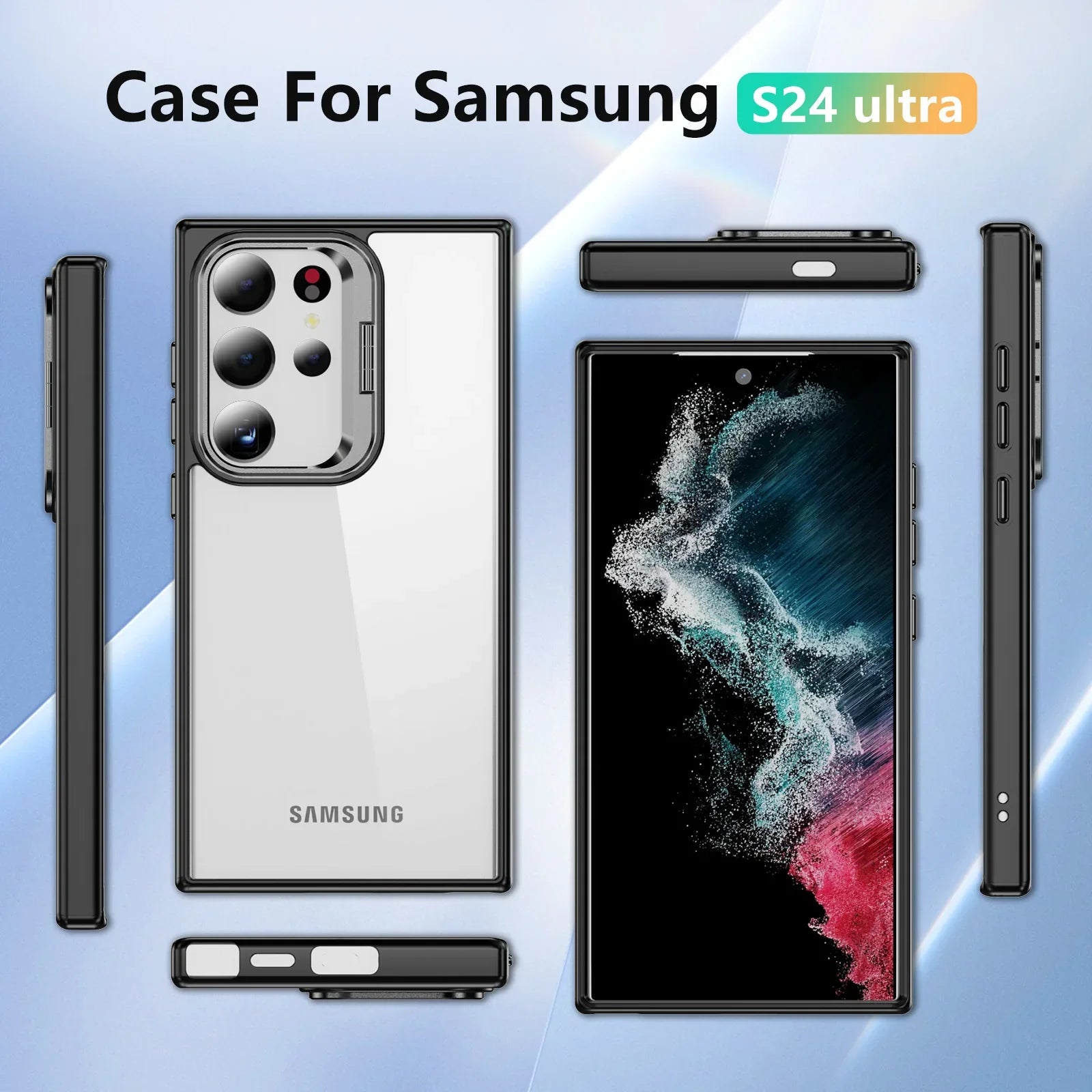 Samsung Galaxy S24 Ultra Camera Metal Stand Shockproof Case Mobile Case by CoverMeUp - Style 6