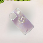 Elegant Pearl Heart & Rose TPU Phone Case – Soft Sides with Metal Ring Protection Mobile Case by CoverMeUp - Style 3