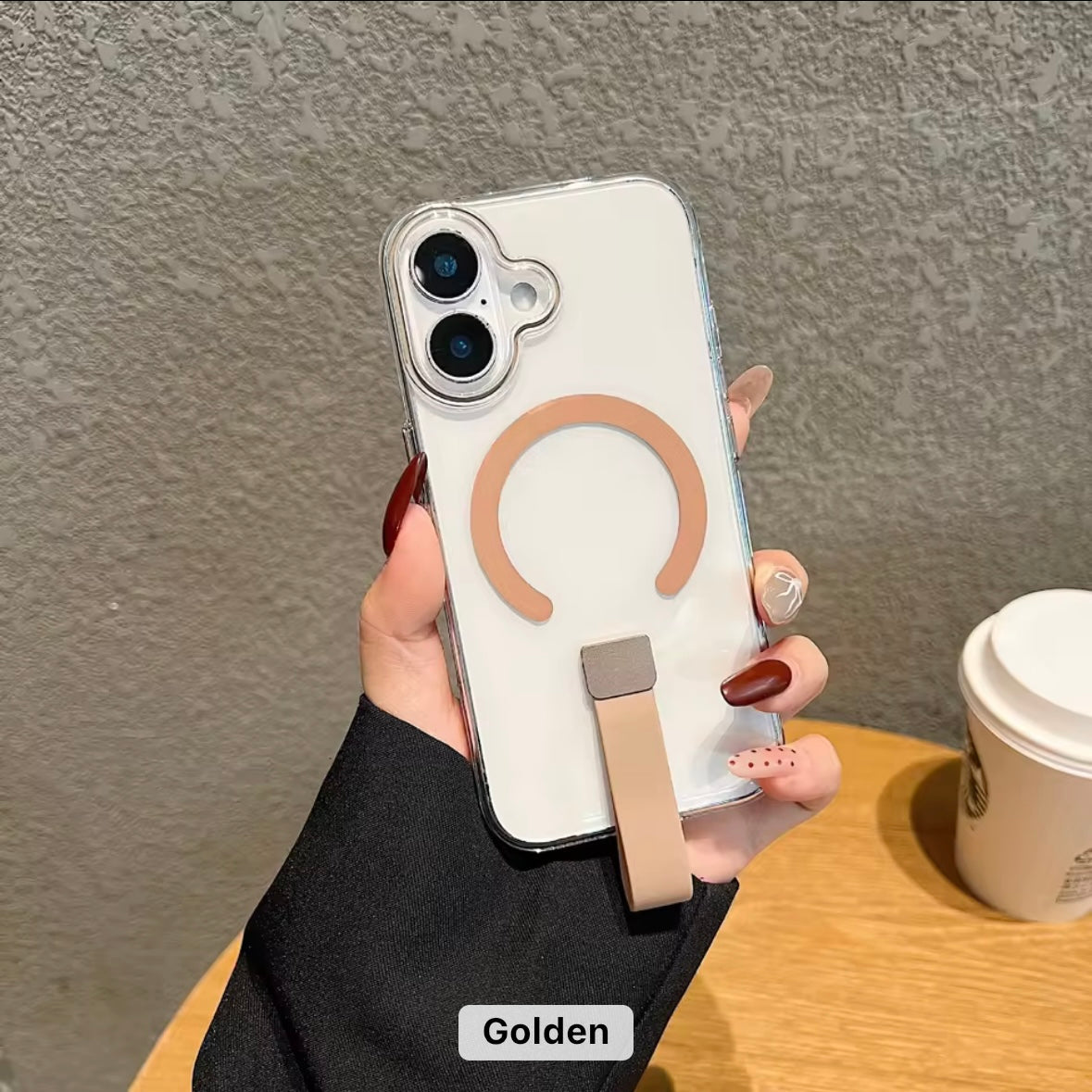 Protective Apple iPhone Back Cover - Transparent MagSafe iPhone Case with Holder - Style 5