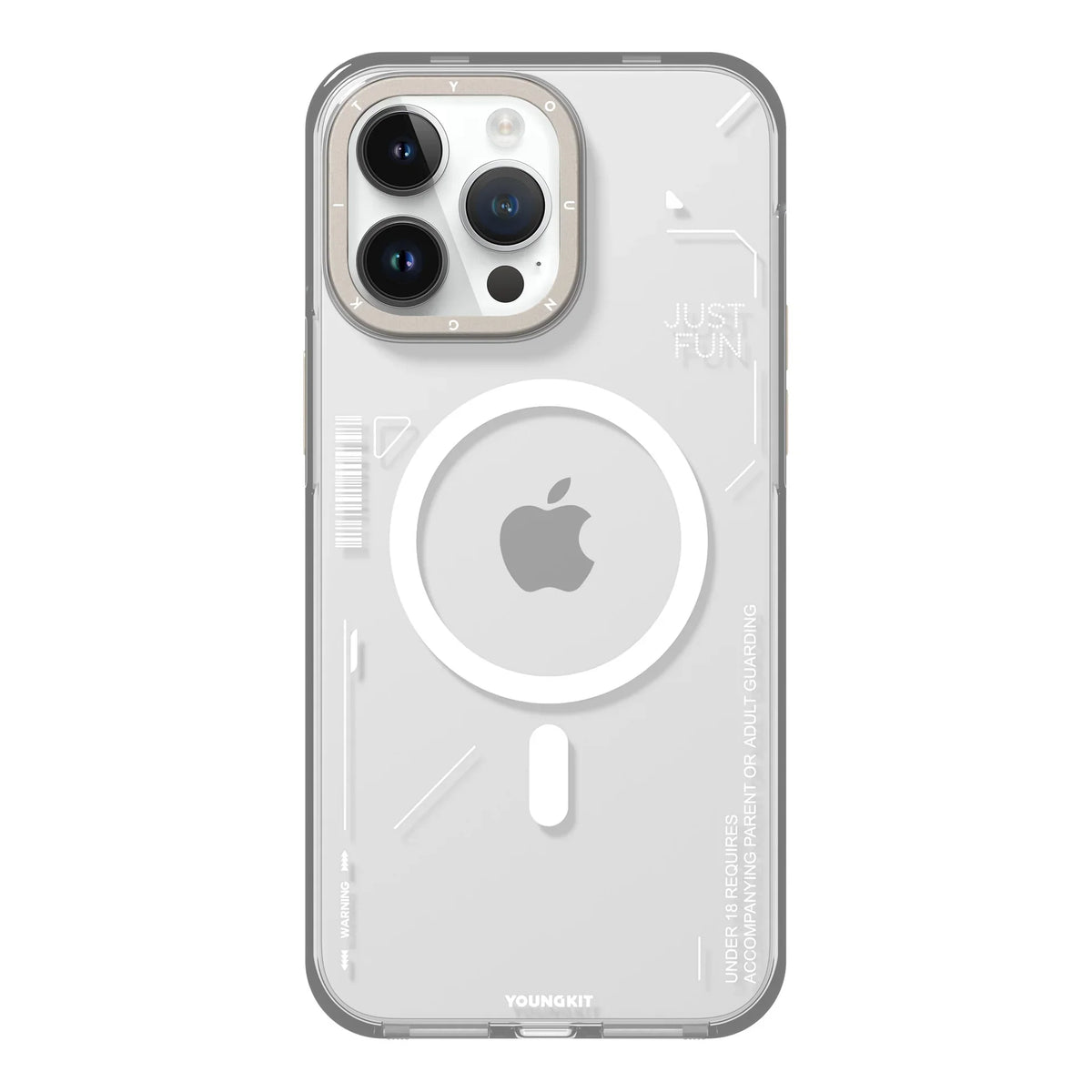 YOUNGKIT Crystal Anti Yellowing Transparent Case with Thin Metal Front Bumper Case for iPhone 16 Pro (Transparent + Natural Titanium)