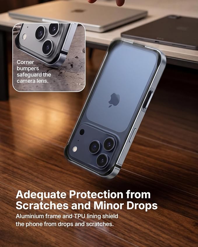 Metallic Bumper Case for iPhone 17/18 Pro & Pro Max - iPhone 17 Pro Max / 18 Pro Max - Glacier Blue