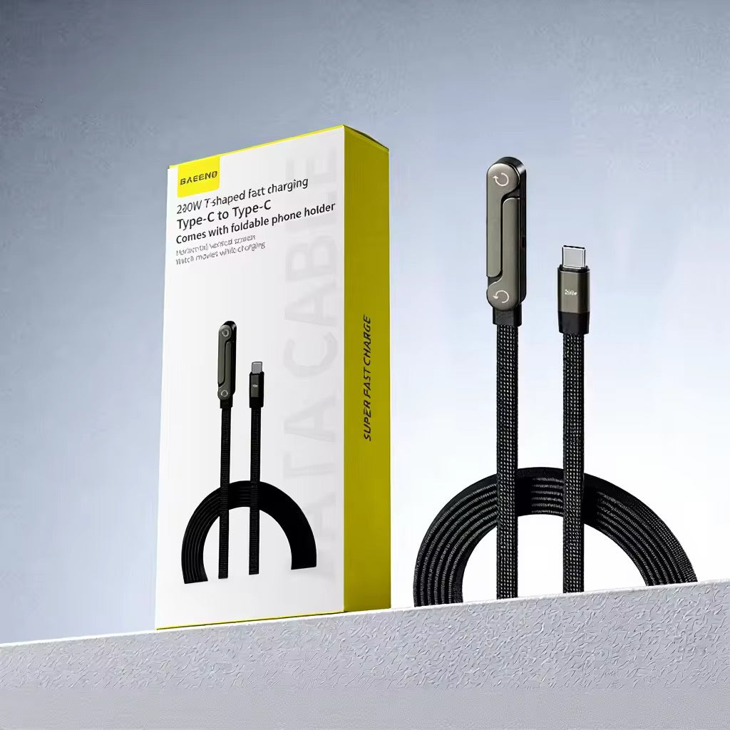 FlexCharge 240W Rotating Type-C Cable with Stand