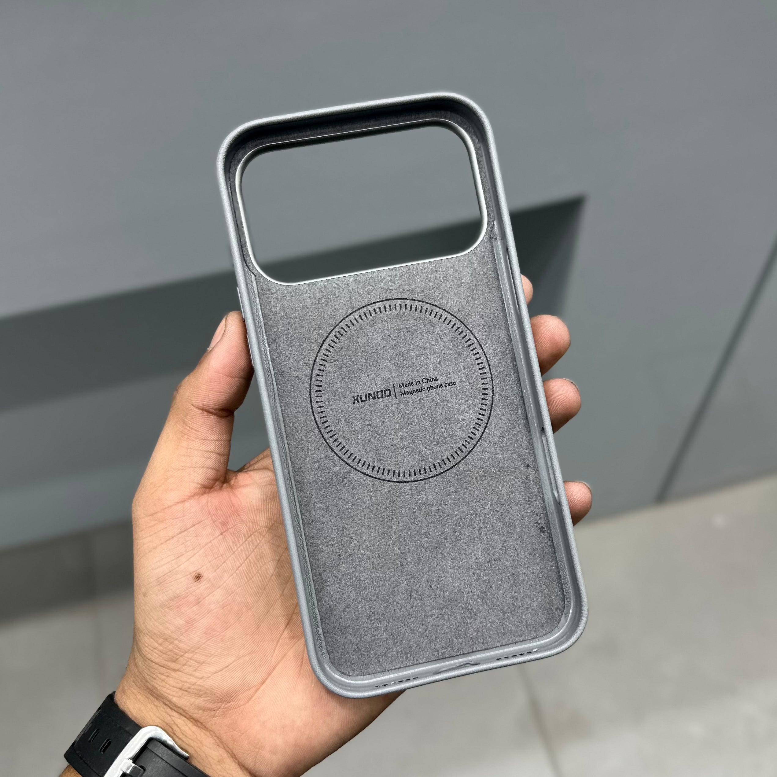 XUNDO VEGAN LEATHER CASE MAGSAFE - GREY ( No. 2874 ) Mobile Case by CoverMeUp - Style 3