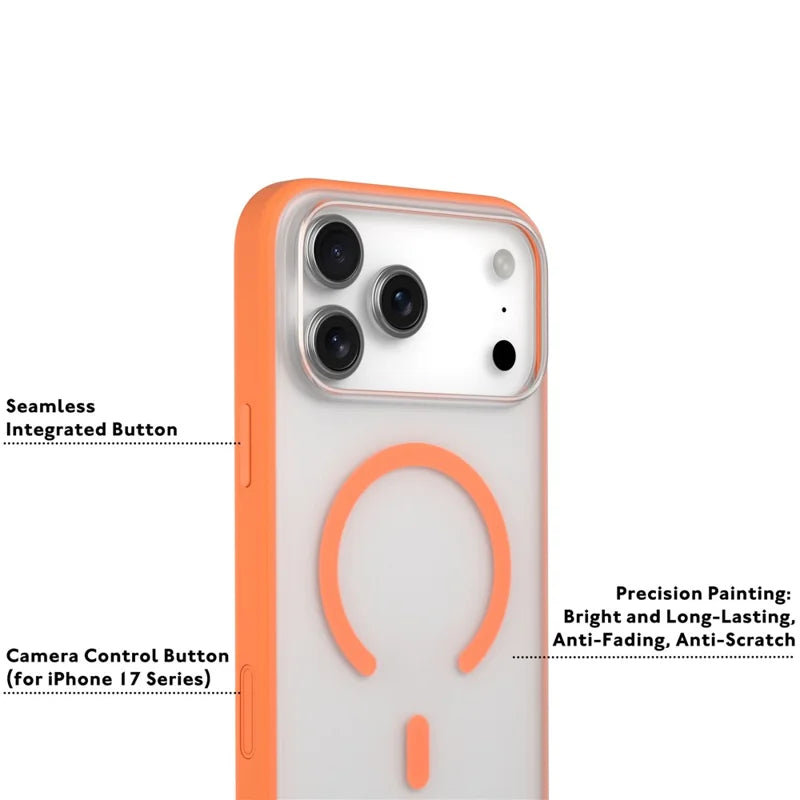 YOUNGKIT Clear Series Frosted Magsafe Shockproof TPU PC Phone Back Cover for iPhone 17 ProMax - Orange