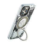 Protective Apple iPhone Back Cover - YOUNGKIT Cyberpunk 360° Rotation Ring Stand Case for iPhone 16 - Style 9