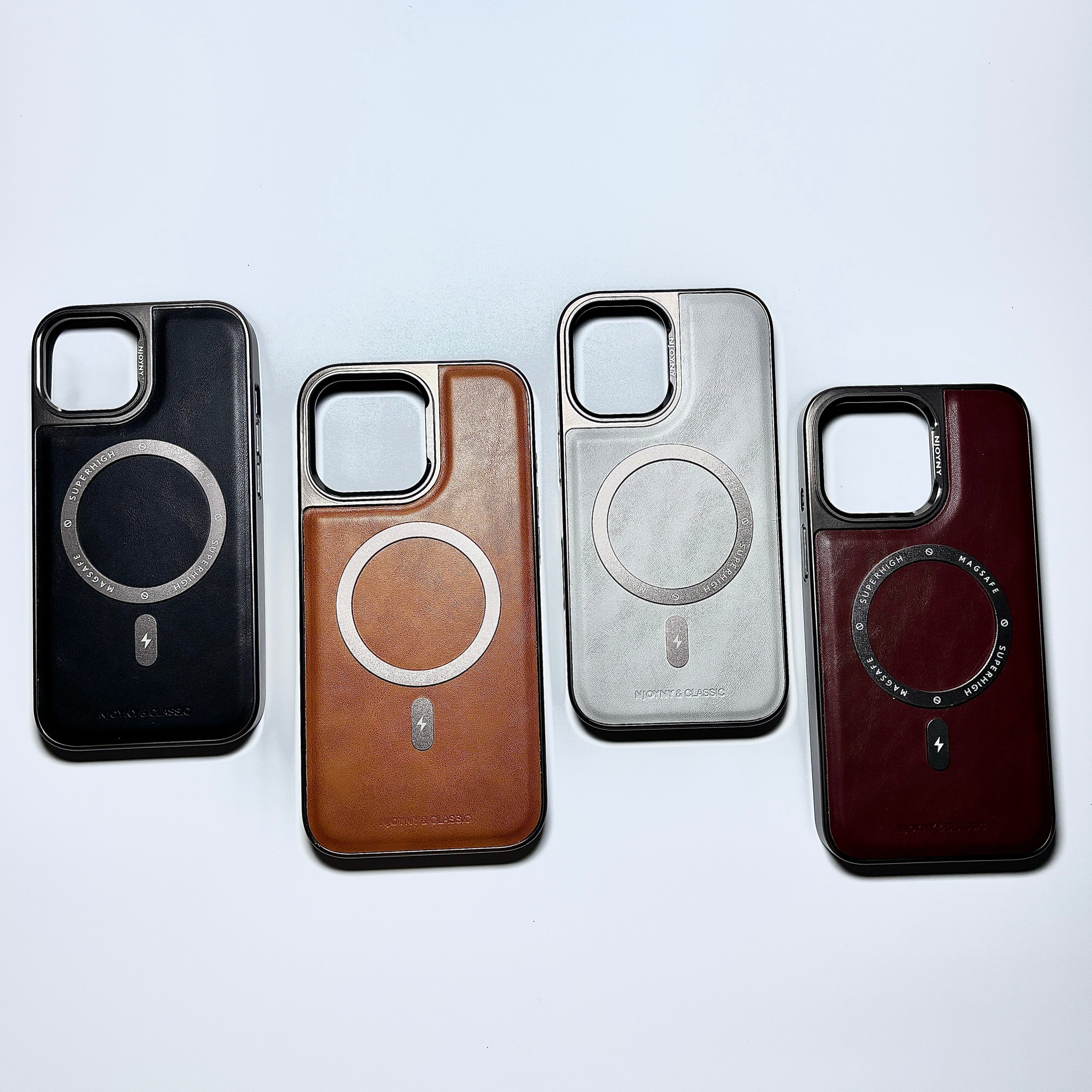 Protective Apple iPhone Back Cover - Leather & Metal MagSafe iPhone Case - Style 5