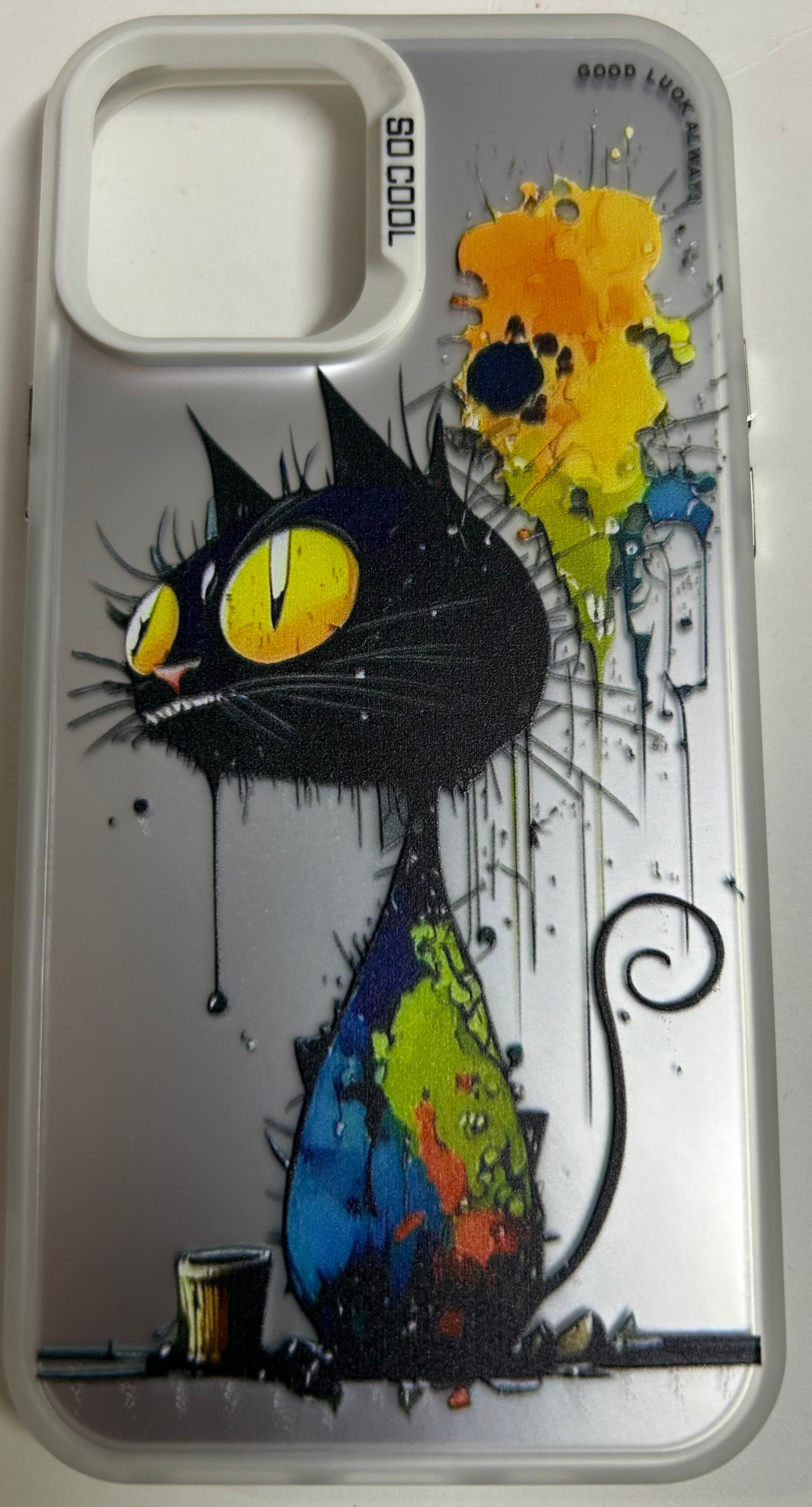 Double Layer Color Silver Series Animal Oil Painting Phone Case - Cat