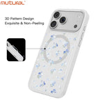 Silicon Protective Magsafe Floral Design Case for iPhone 17 Pro (White)