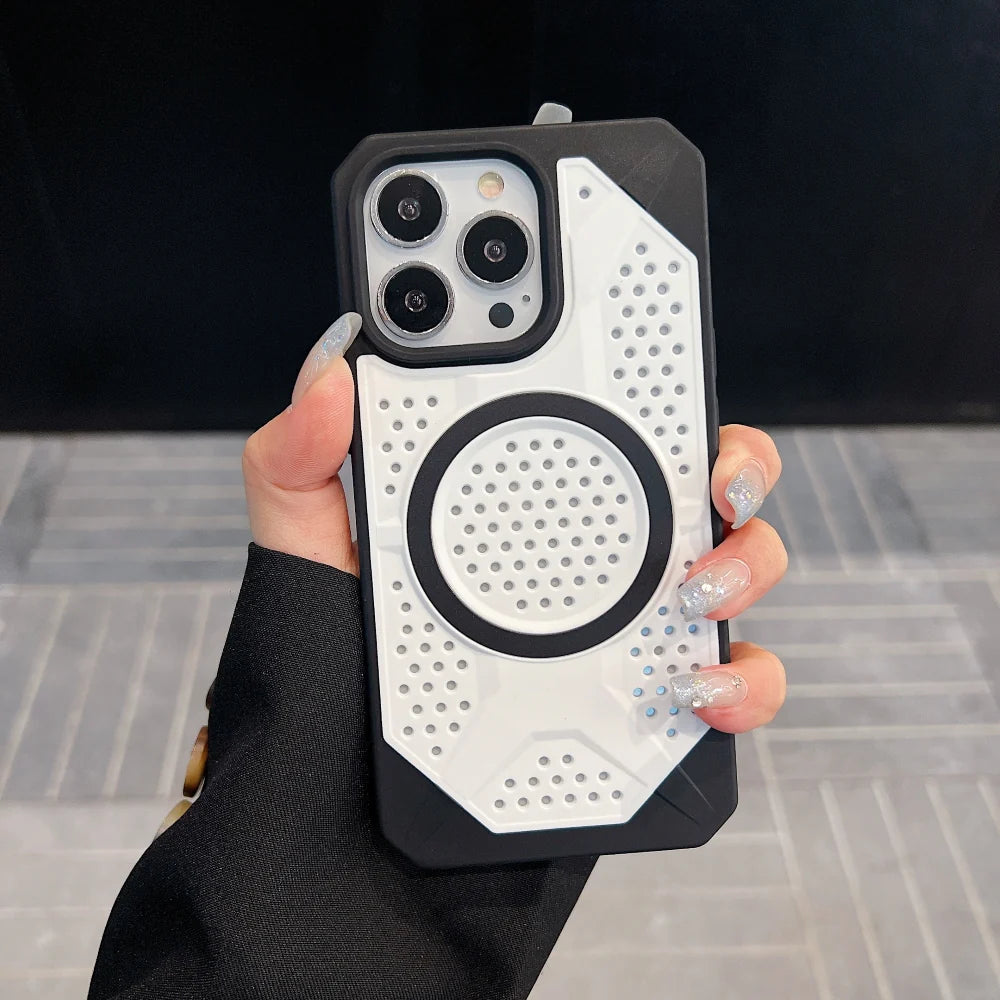 Protective Apple iPhone Back Cover - Heat Dissipation Hole Cooling Down Magsafe Phone Case for iPhone - Style 10