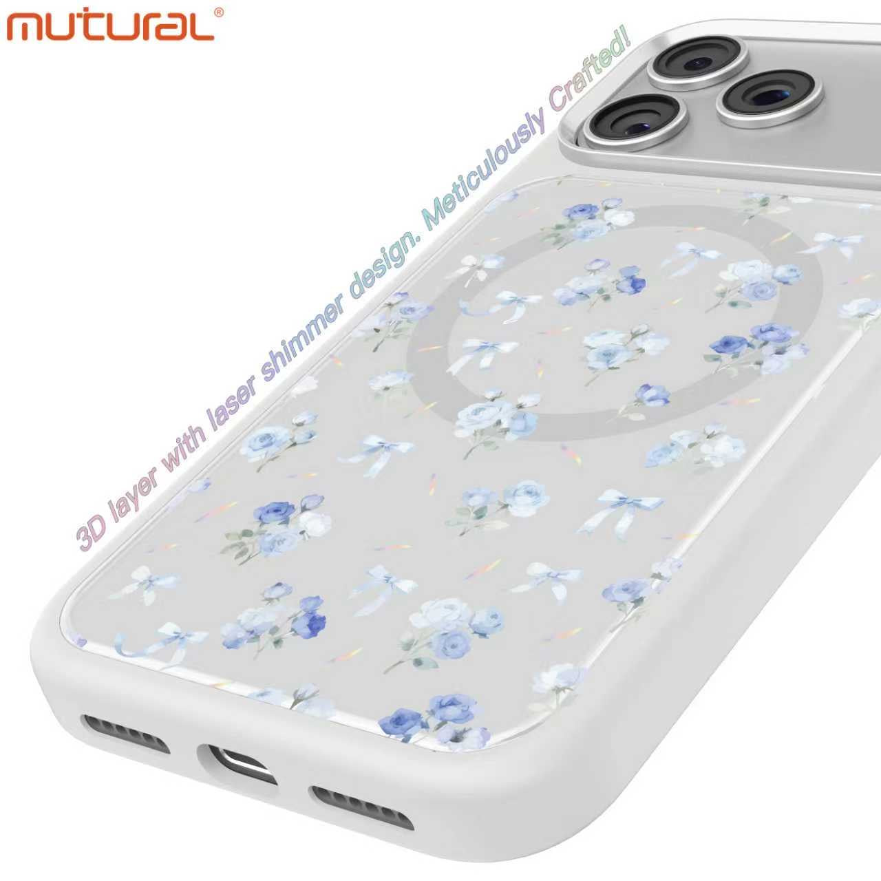 Silicon Protective Magsafe Floral Design Case for iPhone 17 Pro (White)