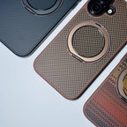 Protective Apple iPhone Back Cover - Carbon Fiber MagSafe with Stand iPhone Case - Style 3