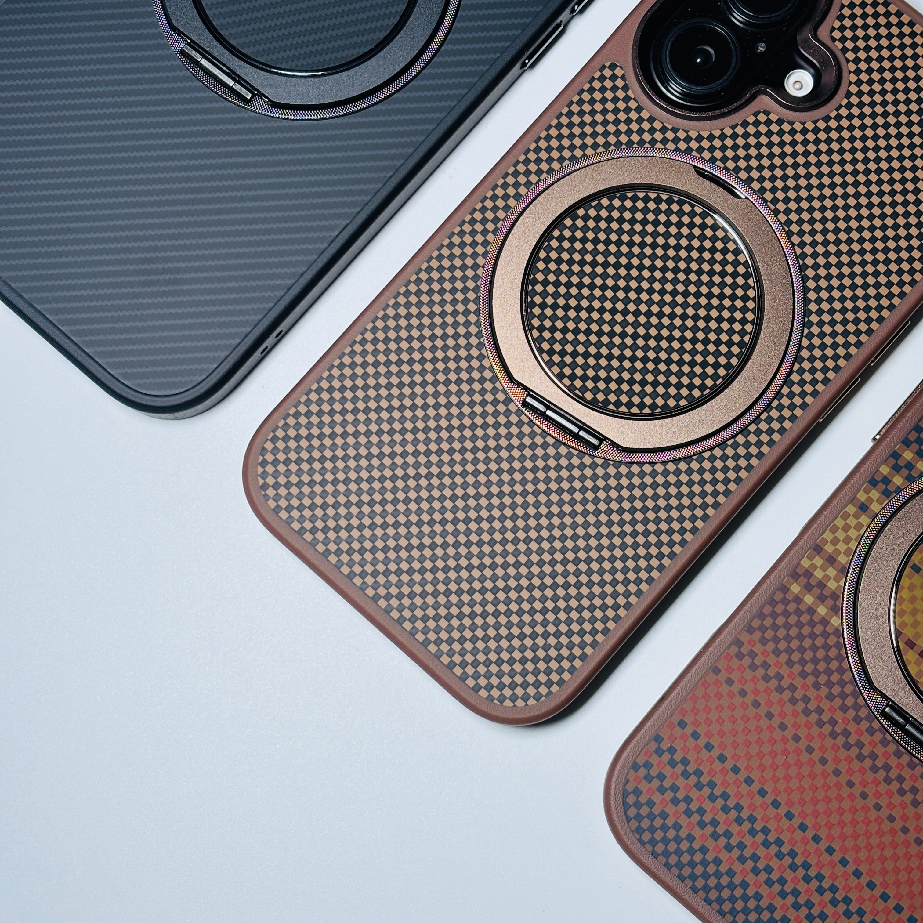 Protective Apple iPhone Back Cover - Carbon Fiber MagSafe with Stand iPhone Case - Style 3