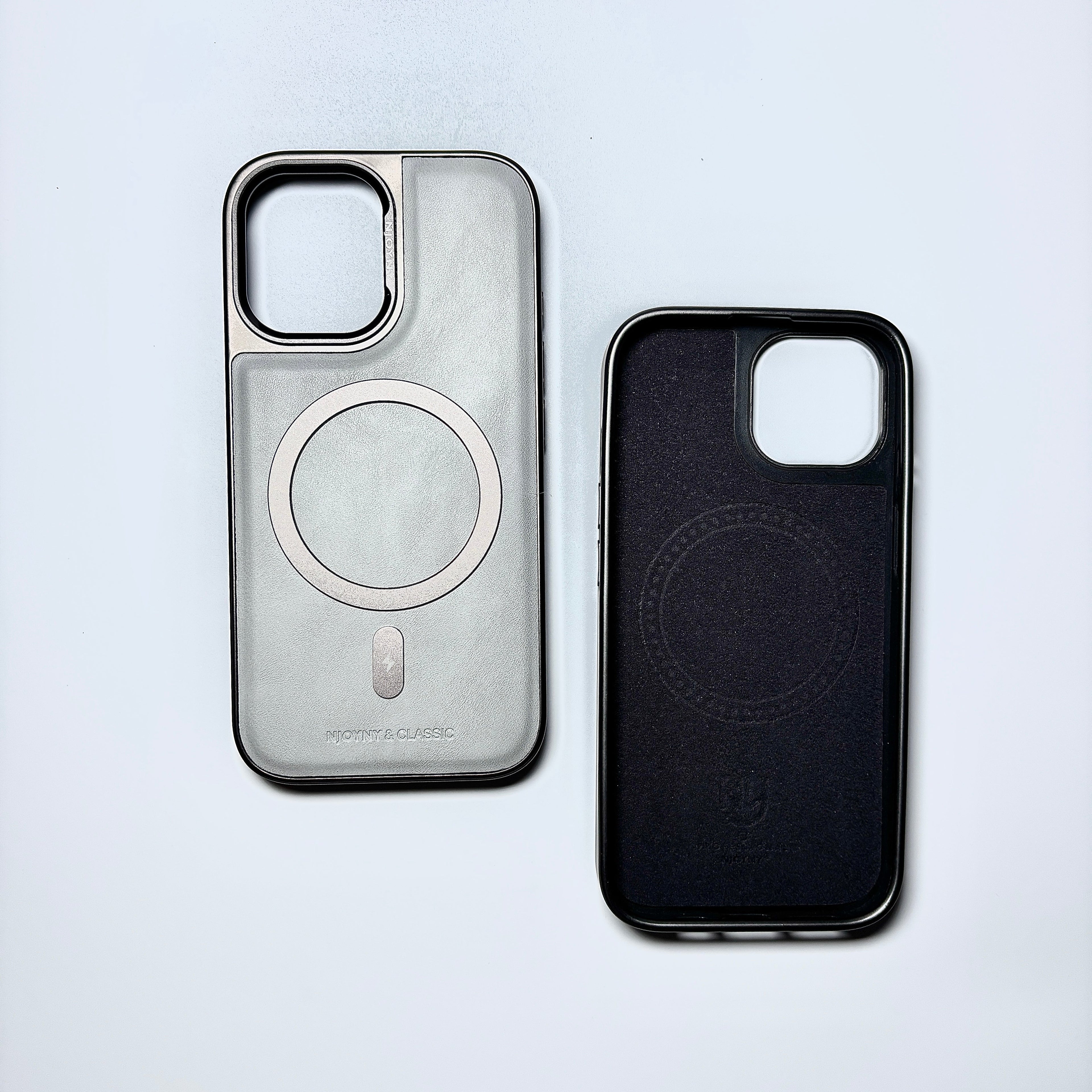 Protective Apple iPhone Back Cover - Leather & Metal MagSafe iPhone Case - Style 2