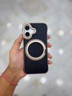 Protective Apple iPhone Back Cover - Leather & Metal MagSafe iPhone Case - Style 3