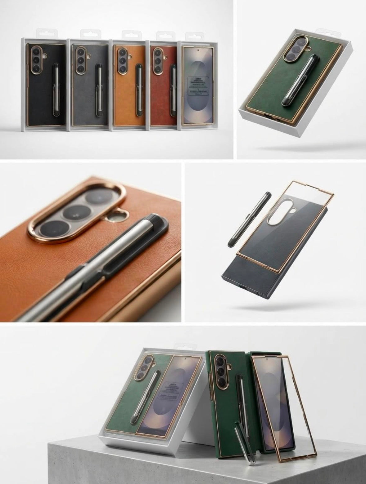 Leather Texture Finish S Pen Holder Case Compatible with Samsung Galaxy Z Fold 8 Series