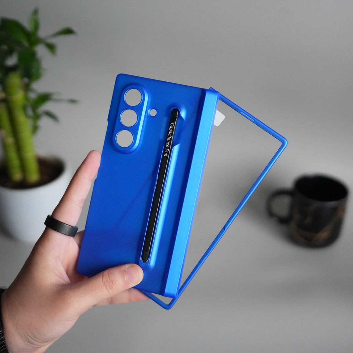Matte Hard Back Cover For Samsung Galaxy Z Fold 8 Ultra | Case with S-Pen Slot & Front Glass | | Blue