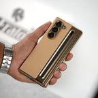 Leather Plating front Glass Protection Hinge Case For Samsung Galaxy Z Fold 8 Ultra | Folding Cover