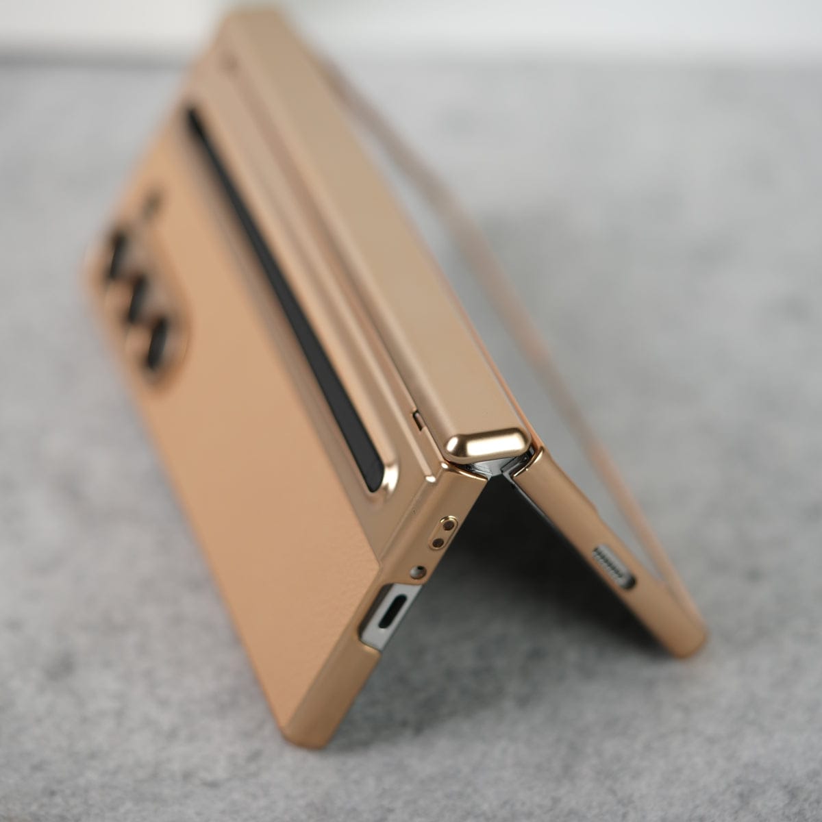 Leather Plating front Glass Protection Hinge Case For Samsung Galaxy Z Fold 8 Ultra | Folding Cover