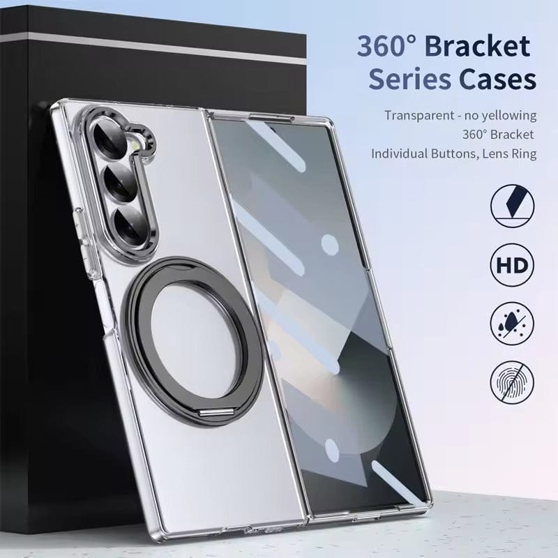 Transparent 360°Rotating Magnetic Holder Case Cover for Samsung Galaxy Z Fold 8 Ultra