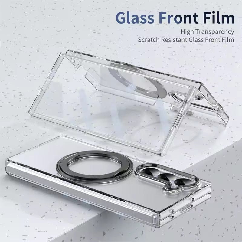 Transparent 360°Rotating Magnetic Holder Case Cover for Samsung Galaxy Z Fold 8 Ultra