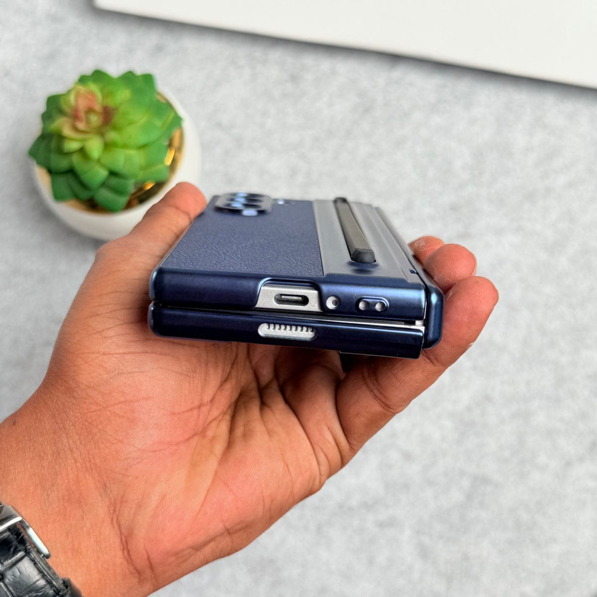 Chrome Plating front Glass Protection Hinge Case Folding Cover for Samsung Galaxy Z Fold 8 Ultra