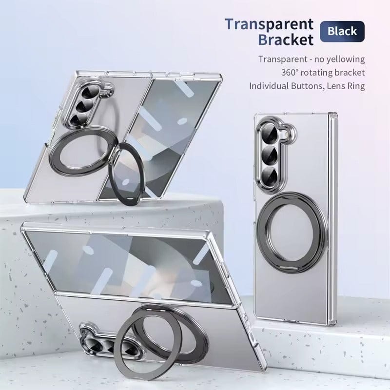 Transparent 360°Rotating Magnetic Holder Case Cover for Samsung Galaxy Z Fold 8 Ultra
