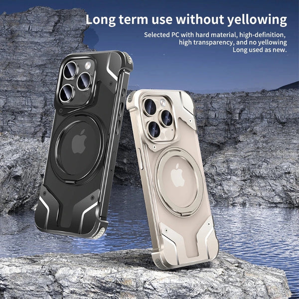 Magnetic Aluminum Alloy Frame Shockproof Phone Case with Ring Holder for