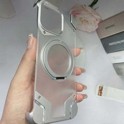 Magnetic Aluminum Alloy Frame Shockproof Phone Case with Ring Holder for