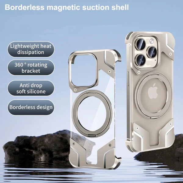 Magnetic Aluminum Alloy Frame Shockproof Phone Case with Ring Holder for