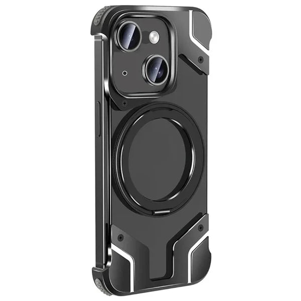 Magnetic Aluminum Alloy Frame Shockproof Phone Case with Ring Holder for